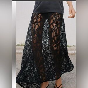 Elegant Black Lace Women's Skirt